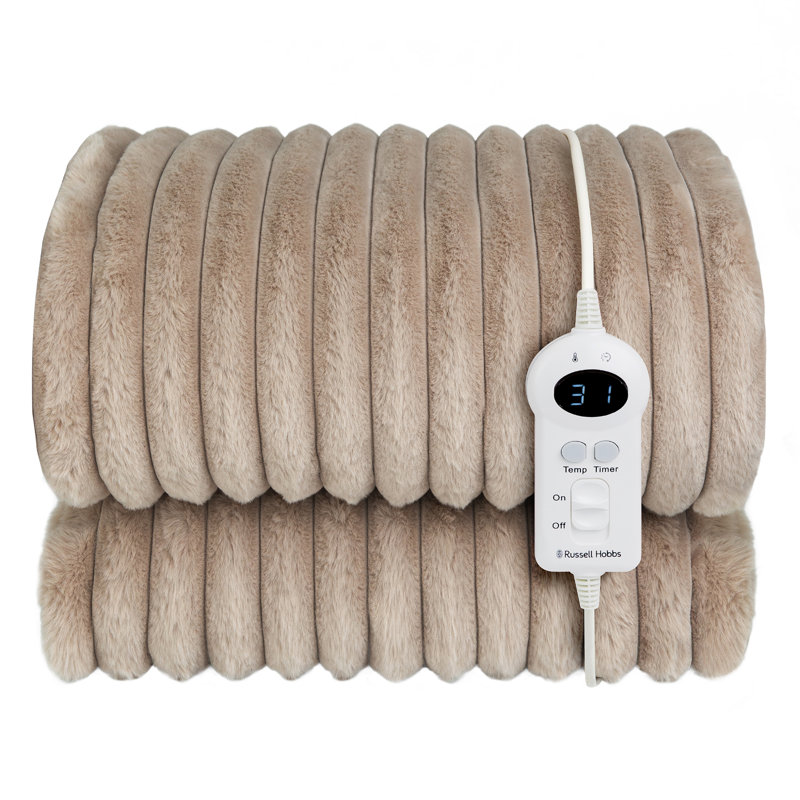 Russell Hobbs® RHHT1005MOC Faux Fur and Sherpa Heated Throw in Mocha