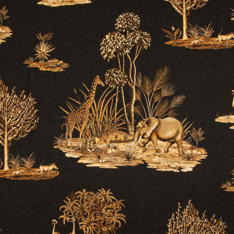 Ardmore Linen Fabric, Black/Gold