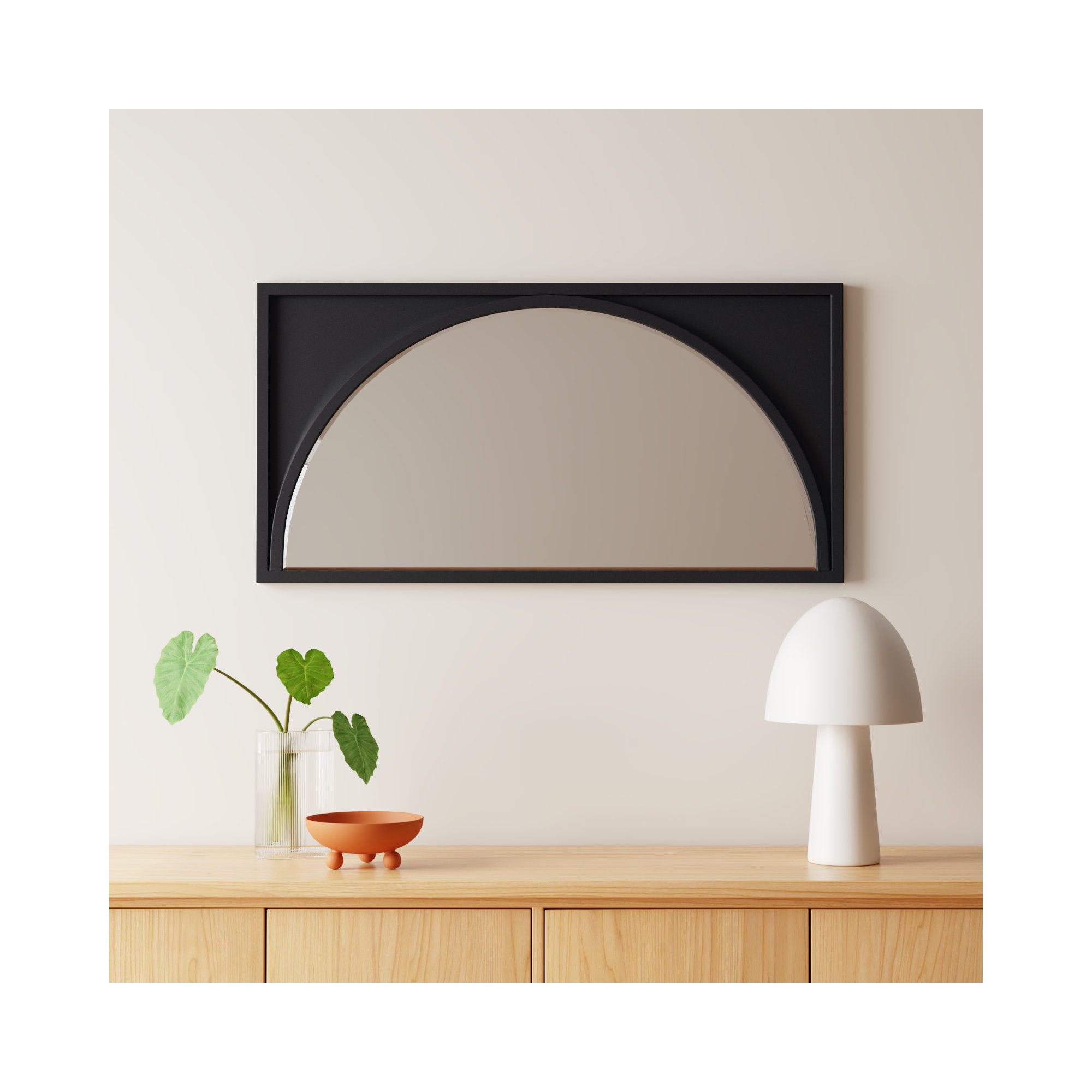 Abie Flat Mirror, Black