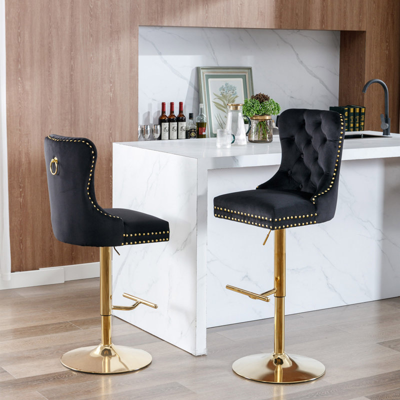 Tabouret à hauteur réglable Kazusa, Noir