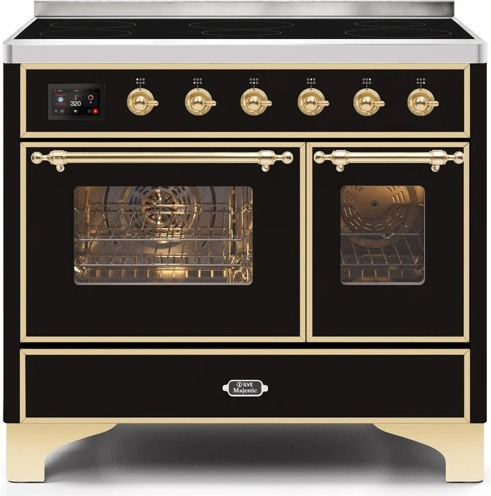 Majestic II 40" Freestanding Induction Range, Glossy Black/Brass