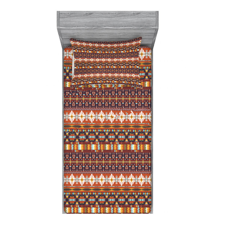 Microfiber Geometric Sheet Set, Twin XL Sheet Set with Fitted Sheet