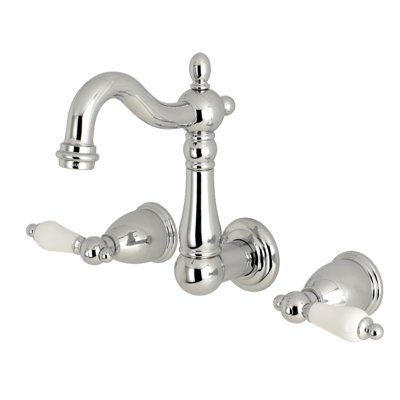Kingston Brass Heritage Two-Handle 3-Hole Wall Mount Bathroom Faucet