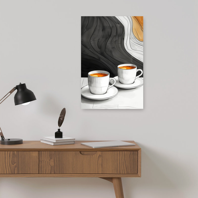 «Warm Coffee Waves», art mural contemporain, 18" H x 12" W