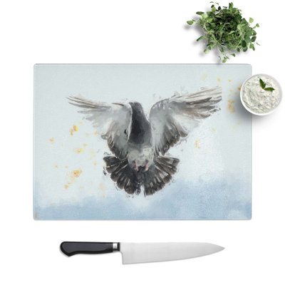 Glass Flying Pigeon in Abstract Chopping Board
