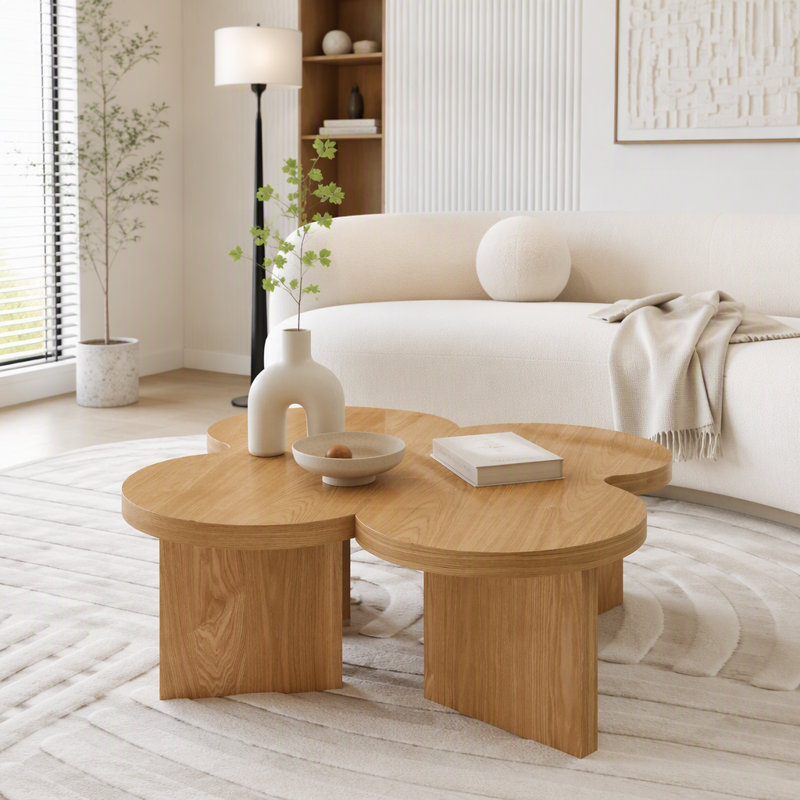 Table basse papillon moderne en MDF, idéale pour les salons, les chambres et les bureaux., Natural