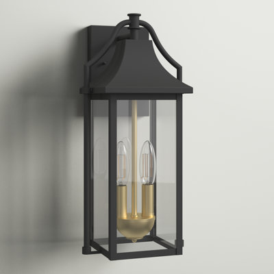 Alvester 2 - Light 17.6'' H  Glass Outdoor Wall Lantern with Dusk to Dawn
