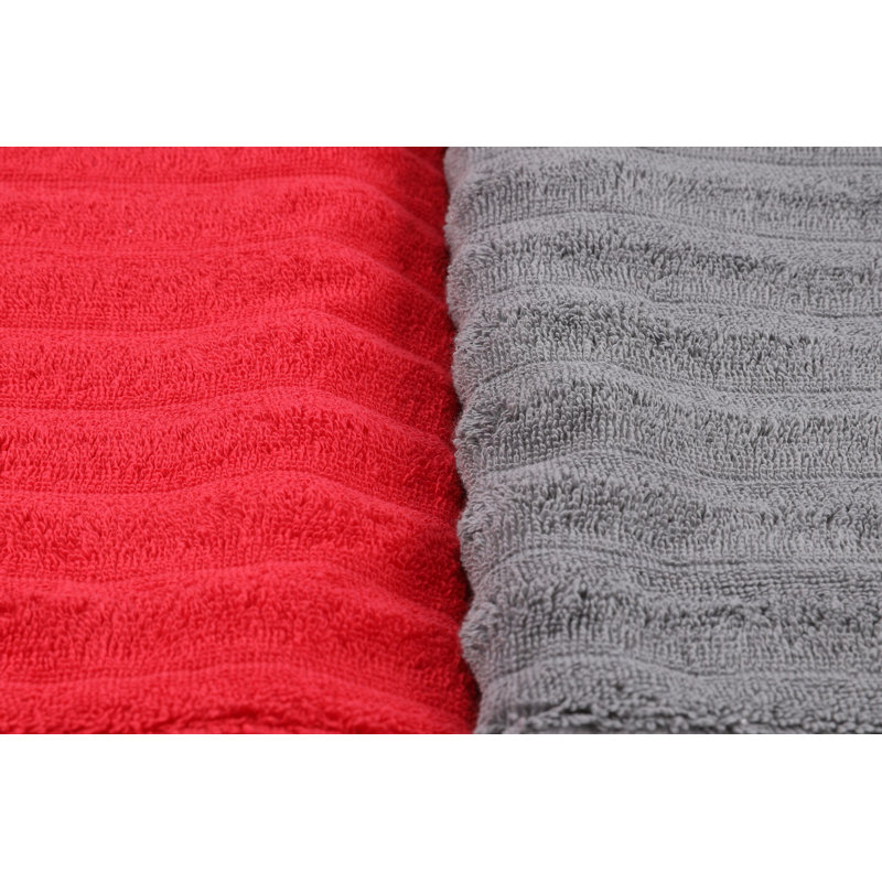 Turkish Cotton Midweight Bath Towel, Red/Grey/White