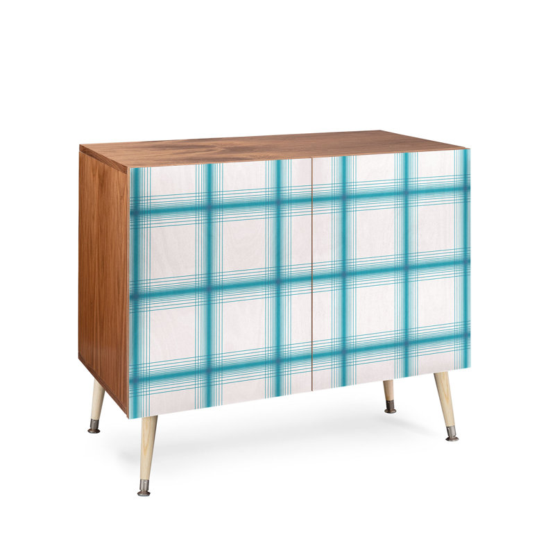 Crédence à 2 portes Gabriela Fuente Springland, Blanc / bleu / brun clair