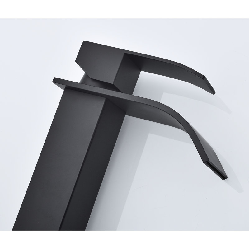 Waterfall Spout Bathroom Faucet, Single Handle Vanity Sink Option In Matte Black, Created With Stainless Steel For Longevity Black Faucet Spout, Operation Convenient Water Access, Produced