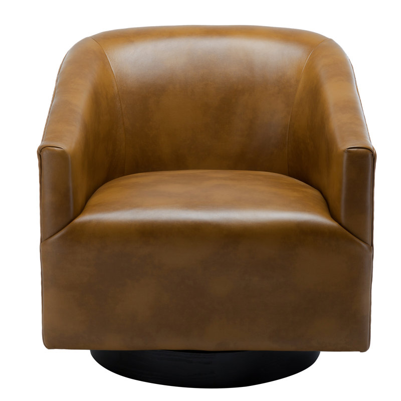 Chaise en similicuir brun clair avec fonction pivotante - fabrication en bois massif