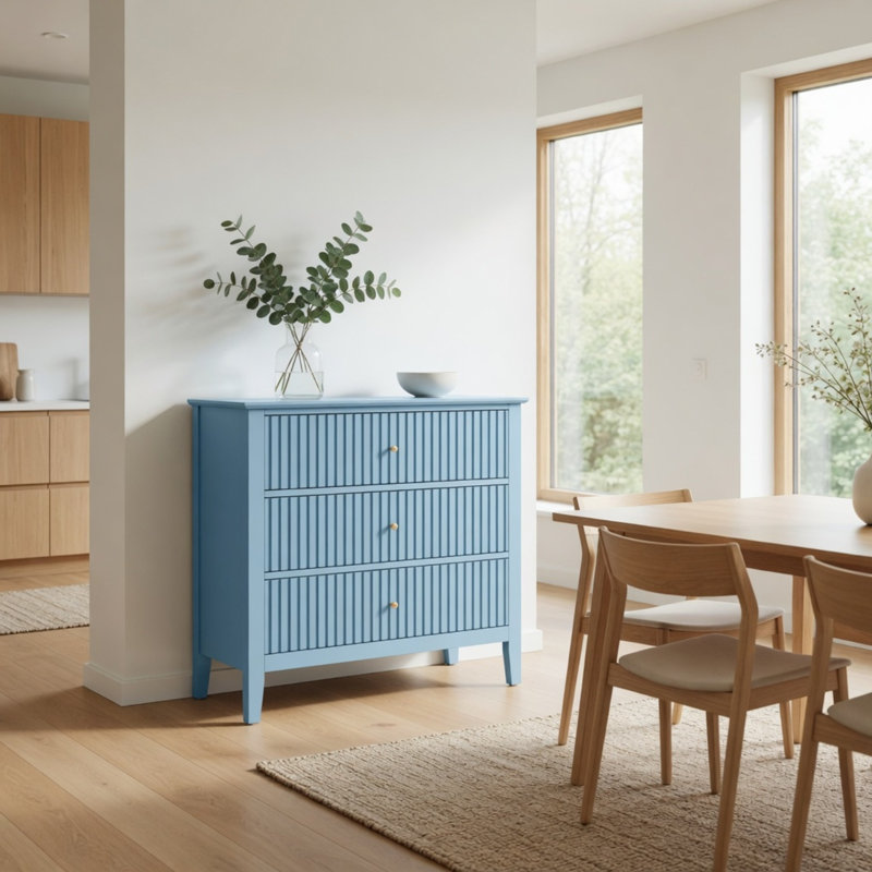 Commodes décoratives avec 3 tiroirs, Bleu clair