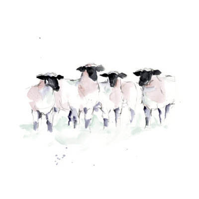 " Minimalist Watercolor Sheep II " by Ethan Harper Painting Print
