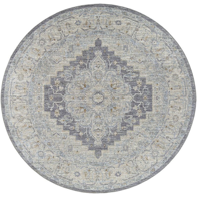 Dielu Oriental Indoor Rug, Round 5'
