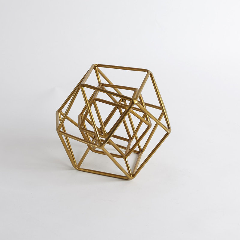 Geo Sculpture, 8" H x 10" W x 10" D, Gold