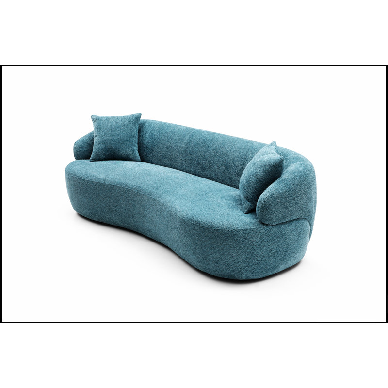 Canapé incurvé, canapé en tissu 3 places Cloud, 4, Bleu clair