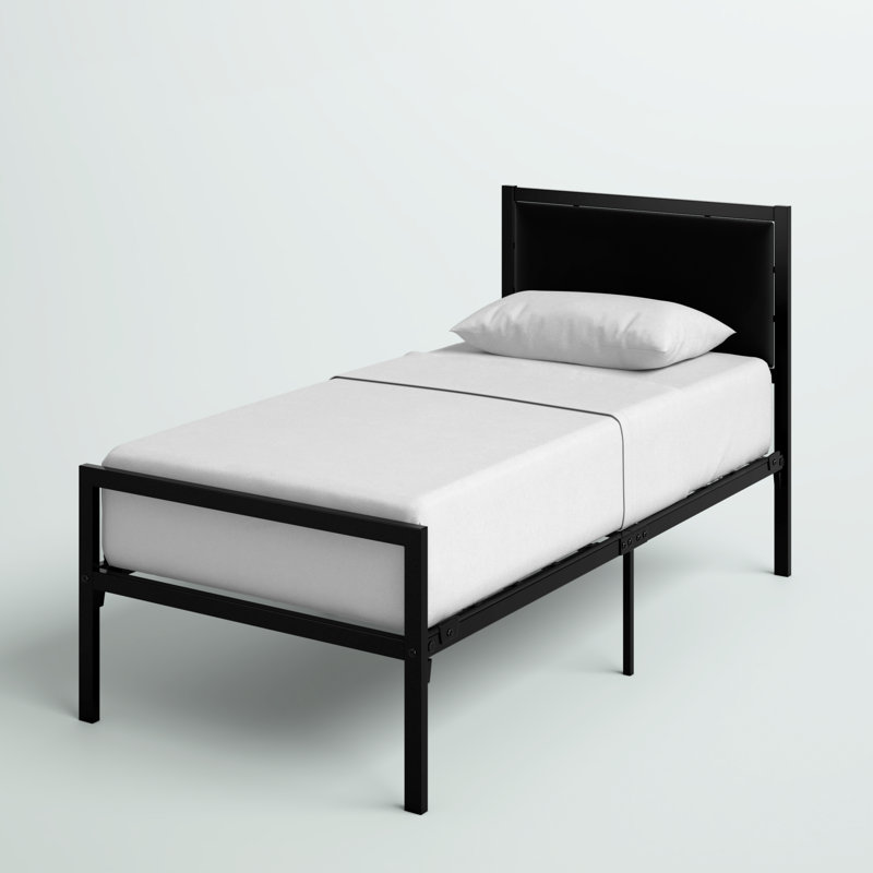 Babbitt Vegan Leather Metal Platform Bed, Twin