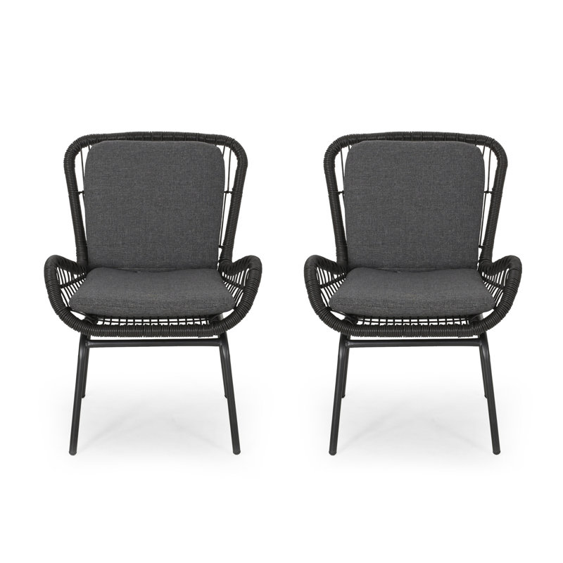 Grey Chair With Robust Iron Support And Waterproof Seat Club Strong Legs - Cushion Pad