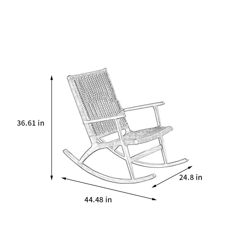 Chaise berçante décontractée en bois massif tissé, Brun