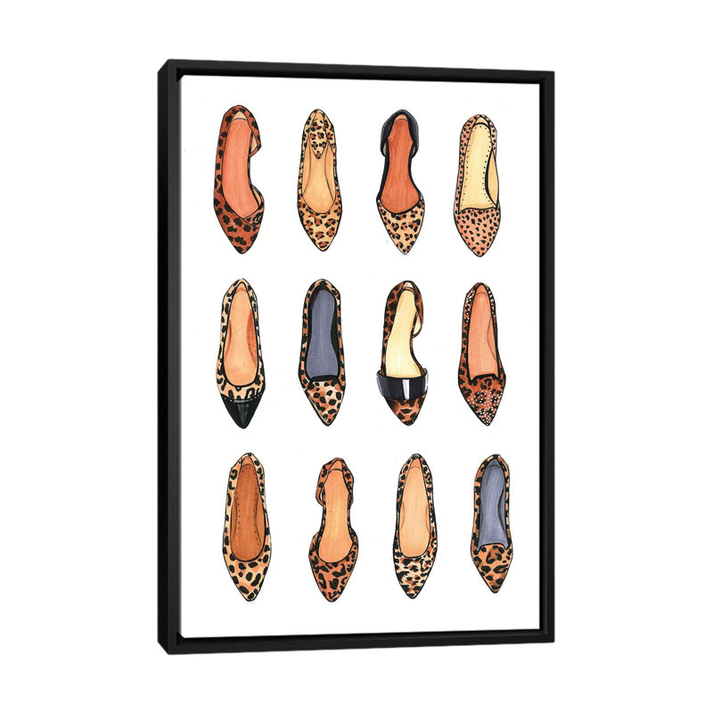 Leopard est netural, reproduction d’art sur toile tendue, H 26 po x l 18 po x P 1,5 po, Toile avec cadre noir, Pas de tapis