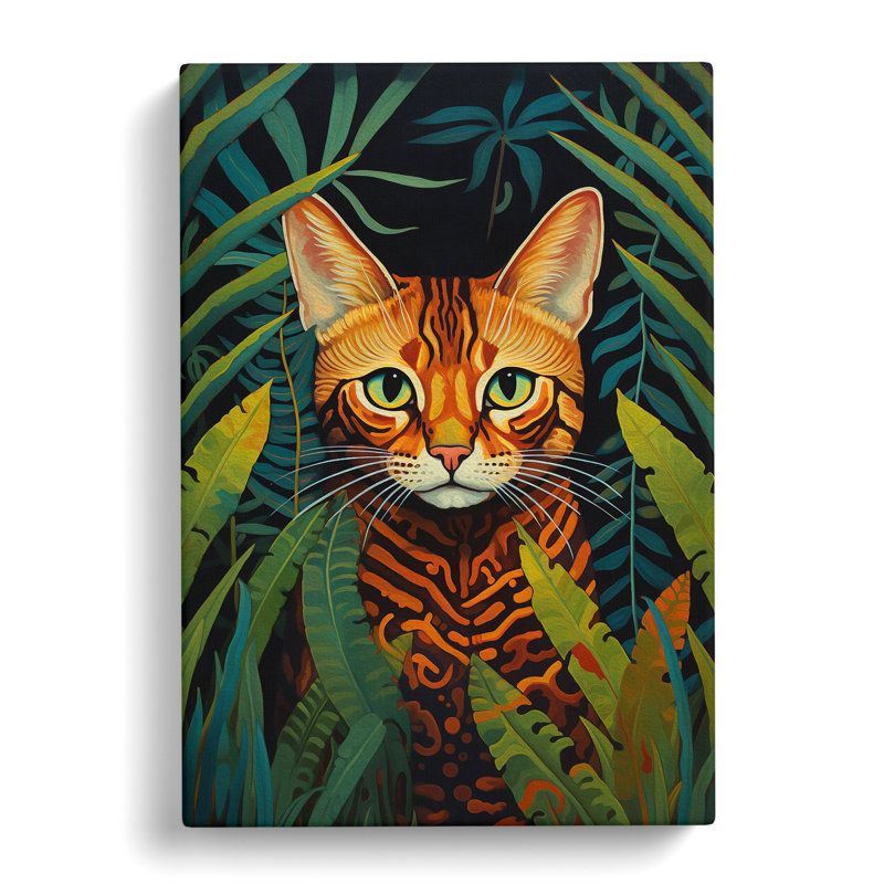 Bengal Cat Symbolism No.2 - Wrapped Canvas, 60cm H x 40cm W x 3cm D