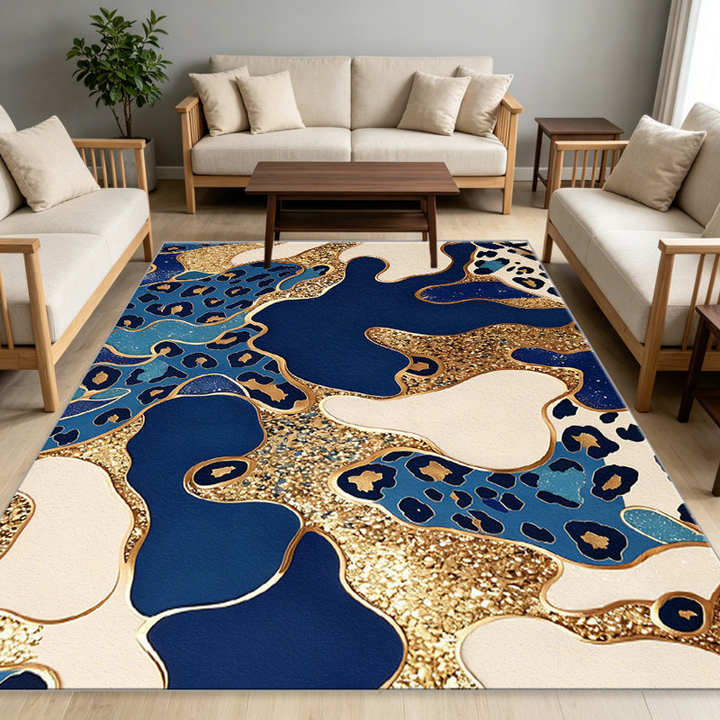 Blue Beige Leopard Print carpet-easy to clean, machine-washable, soft and comfortable; suitable for door mats, kitchens, living rooms, bedrooms, corridors, and laundry areas. Easy to clean, durable carpet for home decoration.