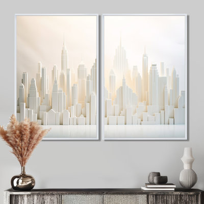 Pearl Peaks Skycraper Skyline I - Architecture Skyscrapers Art Prints On Canvas