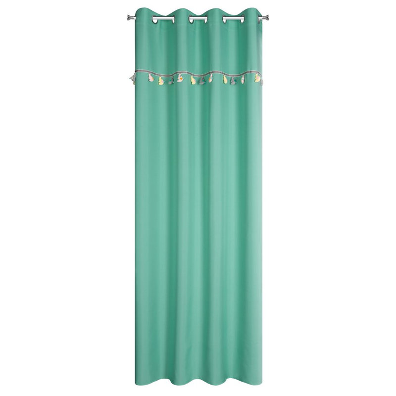 Kids Semi Sheer Curtain, Turquoise blue