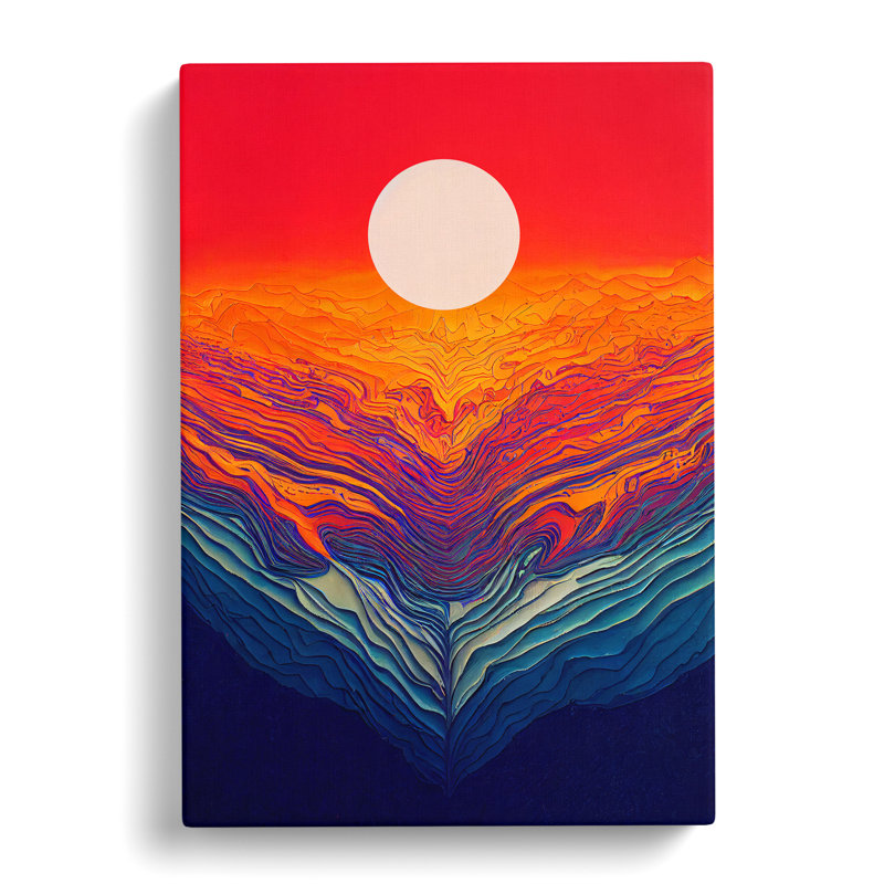 Passionate Abstract Sunset - Wall Art, Wrapped Canvas, 50cm H x 35cm W, No Matte