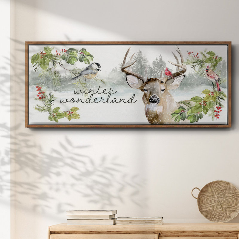 Reindeer Woods- Framed Canvas, 20" H x 50" W