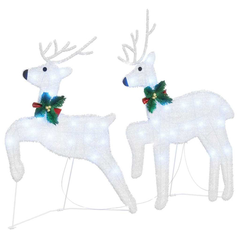 vidaXL LED Reindeers Fabric, Cold White