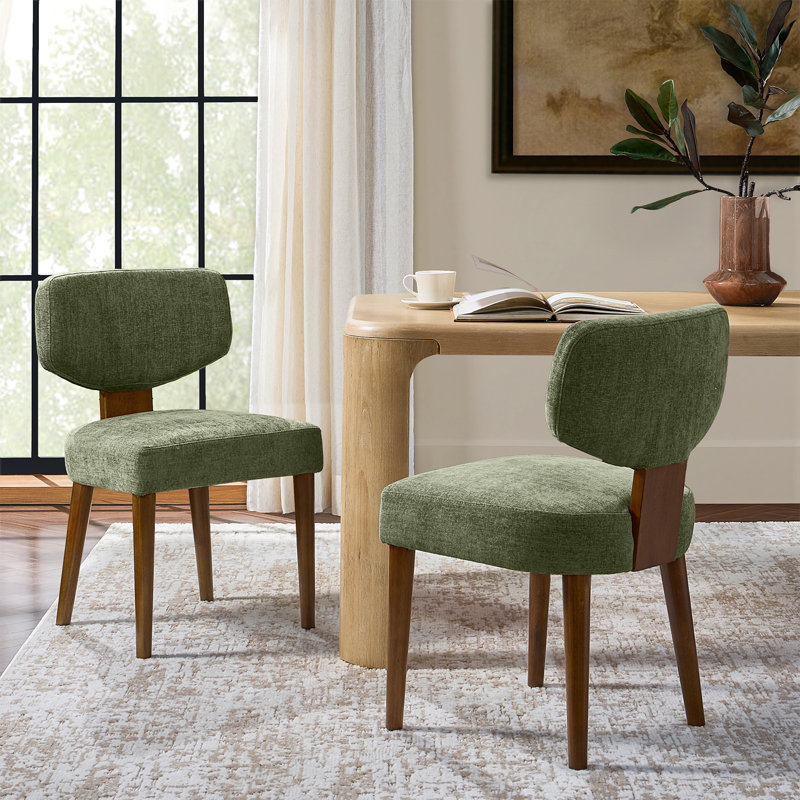 Chaises de salle à manger rembourrées de style Mid-Century, Moss