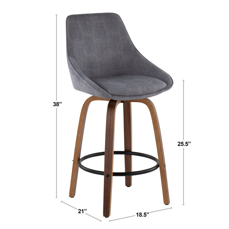 Tenessa Upholstered Counter Stool, Corduroy Grey
