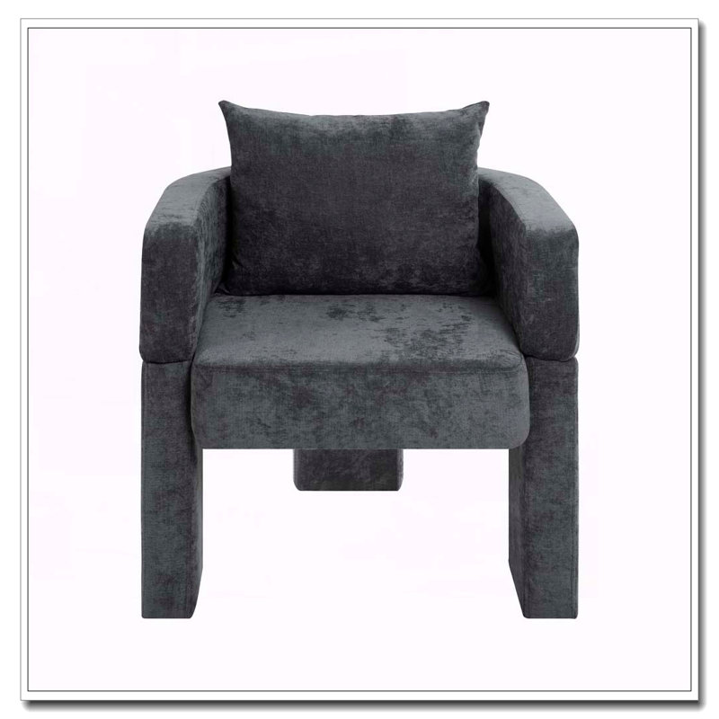 Fauteuil d'appoint en chenille avec accoudoirs ergonomiques et coussin amovible, Gris