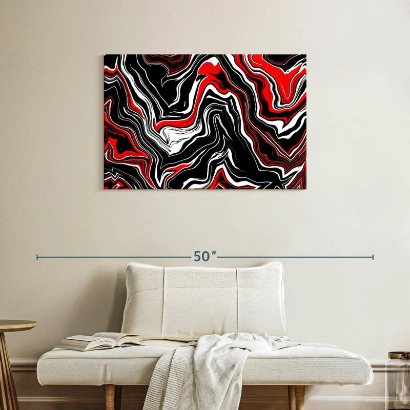Avery abstrait rouge et blanc, H 24 po x l 36 po