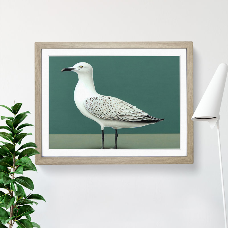 View Of A Seagull - Framed Print, 34cm H x 46cm W x 2cm D, Oak