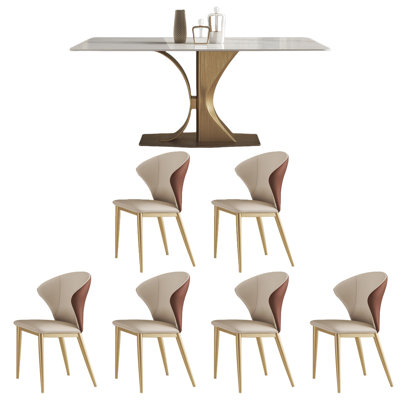 High-end simple rectangular dining table set