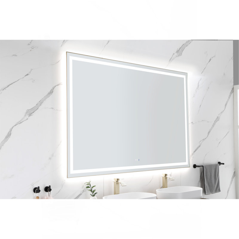 Versatile Bathroom Vanity Mirror With Anti-Fog And Dimmable LED Lights, Gold