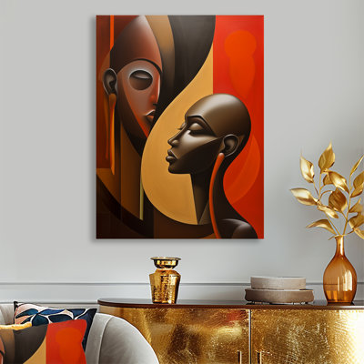Rétro minimaliste double ébène profil I - femme moderne, art mural salon