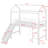 Twin Size Metal House Bed Loft Bed With Two-Sided Writable Wooden Board And Slide-102040504