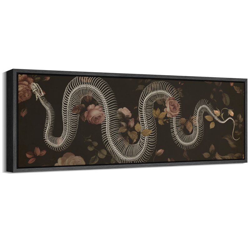 «Moody Floral Snake Skeleton Illustration Modern Art Decor Bohemian on Canvas», reproduction de 2 pièces, H 20 po x l 60 po