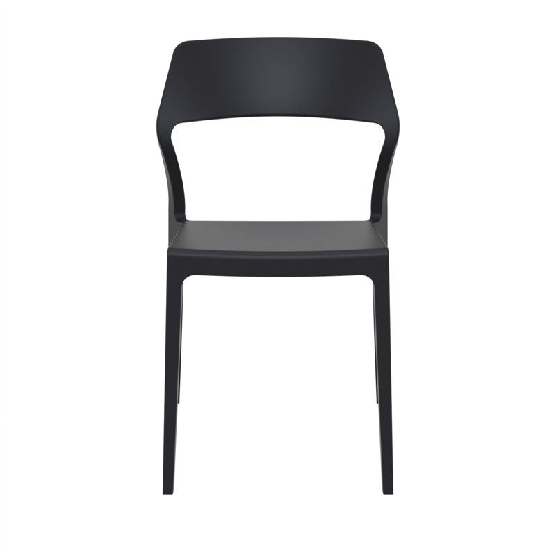 Farrah Stacking Patio Dining Side Chair, Black