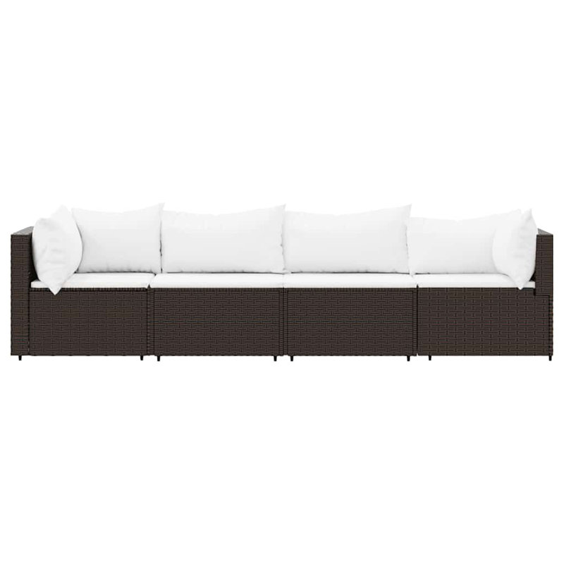 Patio Sectional Set with Cushions, Black, White, No