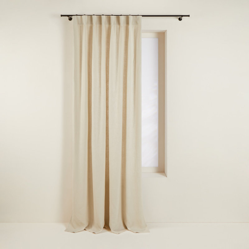 Linen Room Darkening Curtain Single Panel, Beige, 145 x 275cm