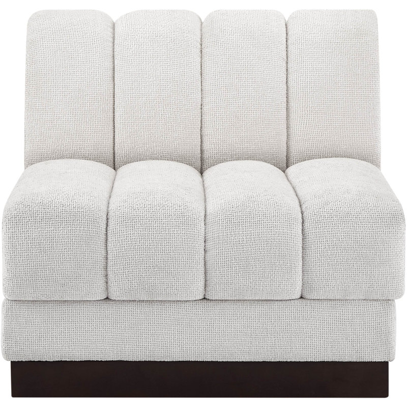 Fauteuil en chenille Quinn, Tissu chenille crème