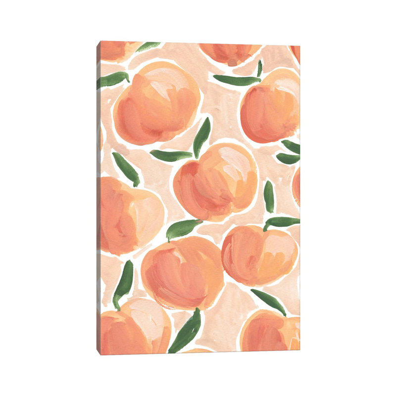 «Pretty Peaches» par Sabina Fenn - peinture sur toile tendue, H 12 po x l 8 po x P 0,75 po