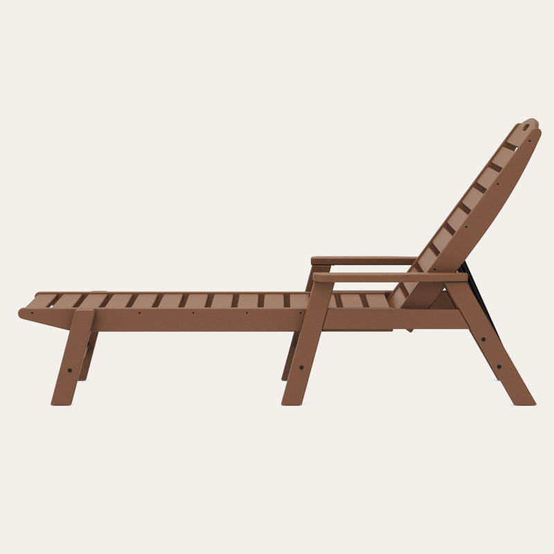 Chaise longue avec accoudoirs POLYWOOD, Teck foncé
