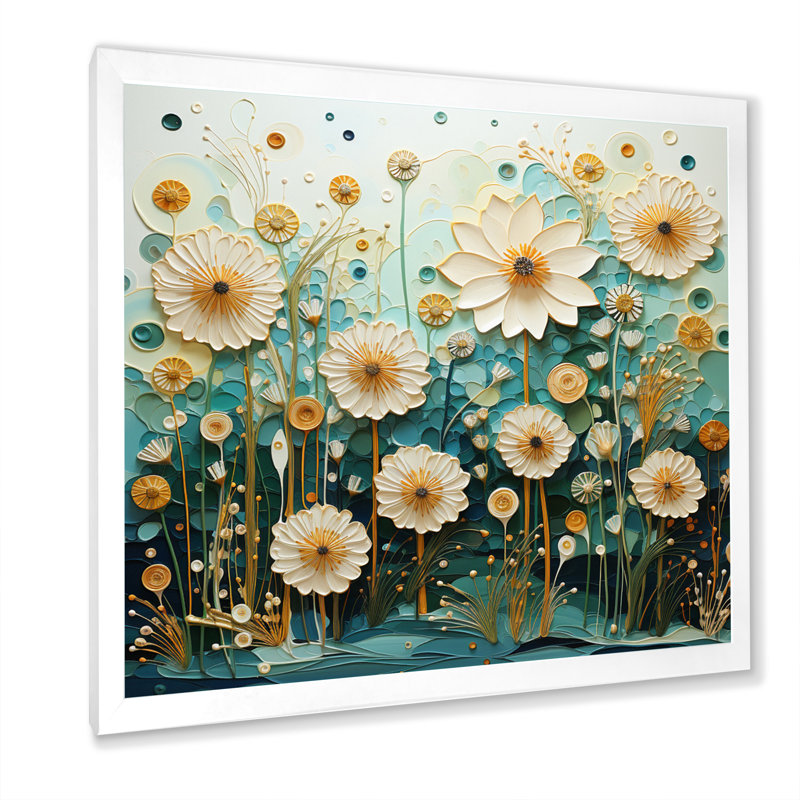 «Green Blue Tranquil Oasis III», reproduction sur toile, H 16 po x l 16 po x P 1 po, Cadre simple blanc