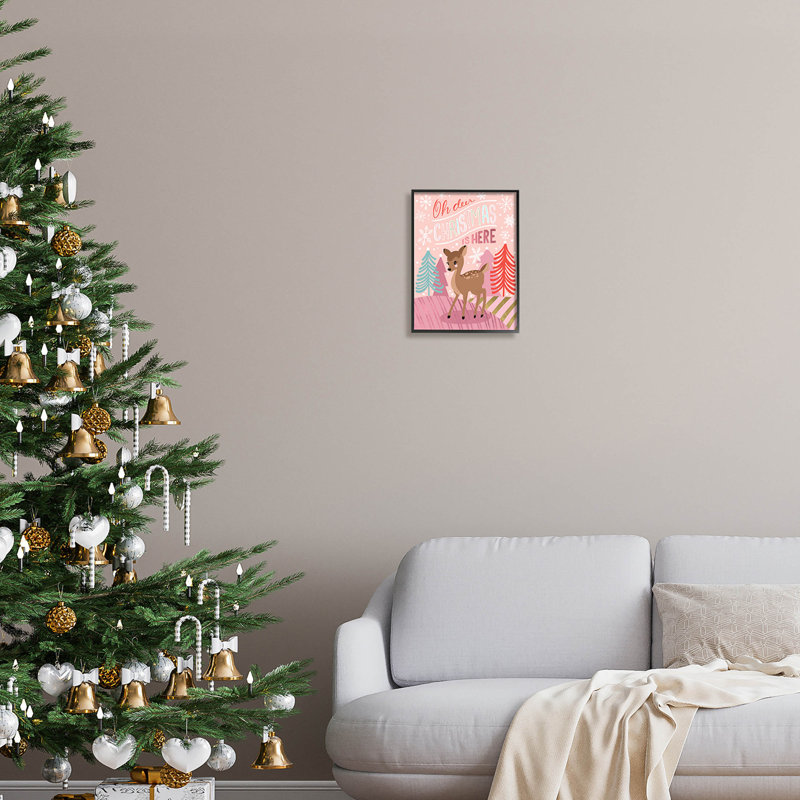 Oh Deer Christmas Is at-155, Giclée encadrée noir minuit, H 14 po x l 11 po x P 1,5 po