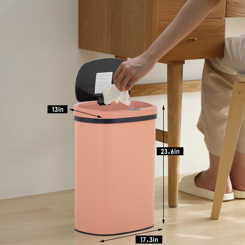 13 Gallon Touchless Red Stainless Steel Kitchen Trash Can